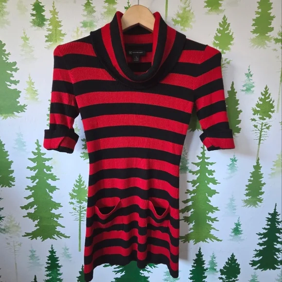 INC International Concepts | Dresses | Inc International Concepts Black And Red  Striped Womens Sweater Dress | Poshmark